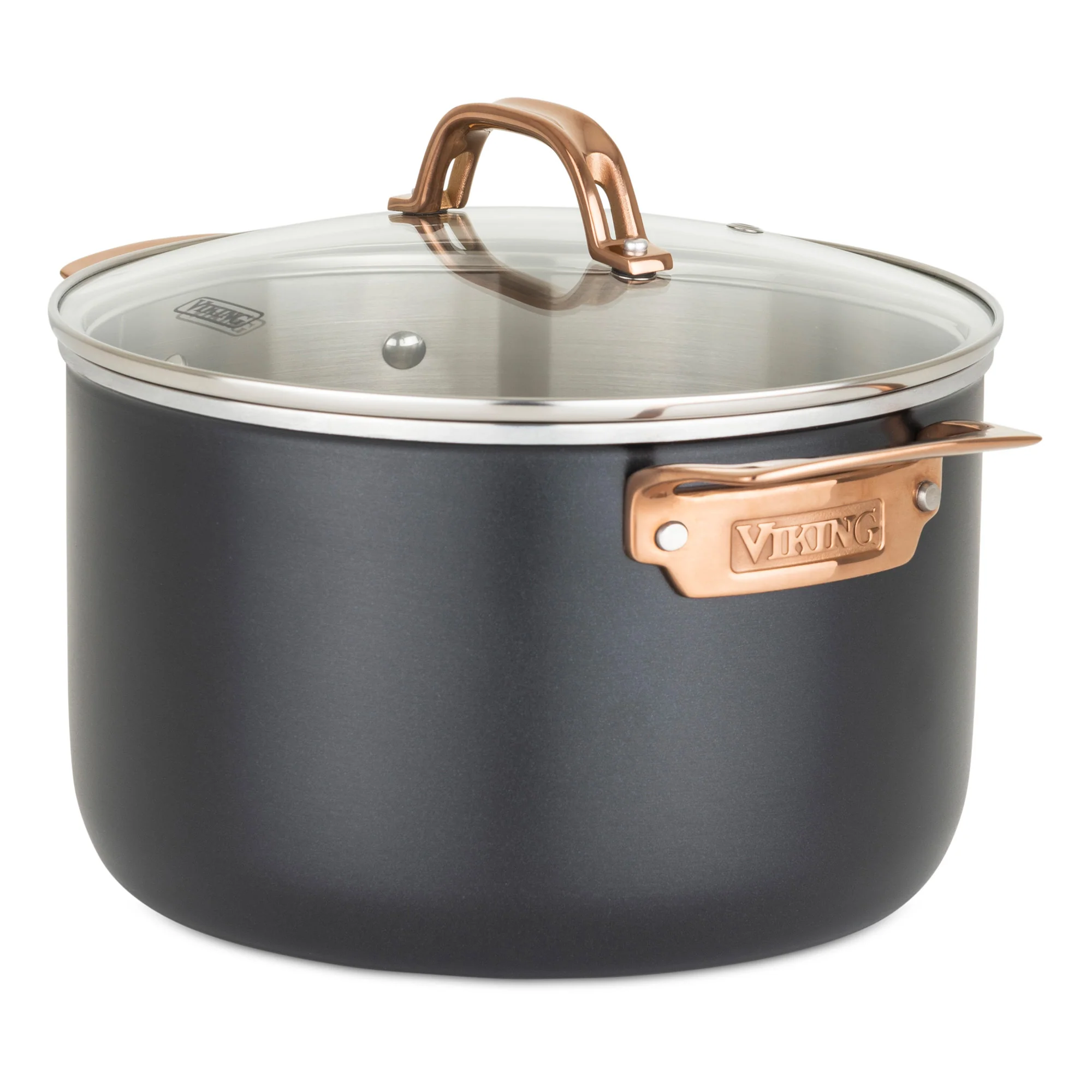 Viking 3-Ply 11 Piece Black and Copper Cookware Set with Glass Lids - Image 4