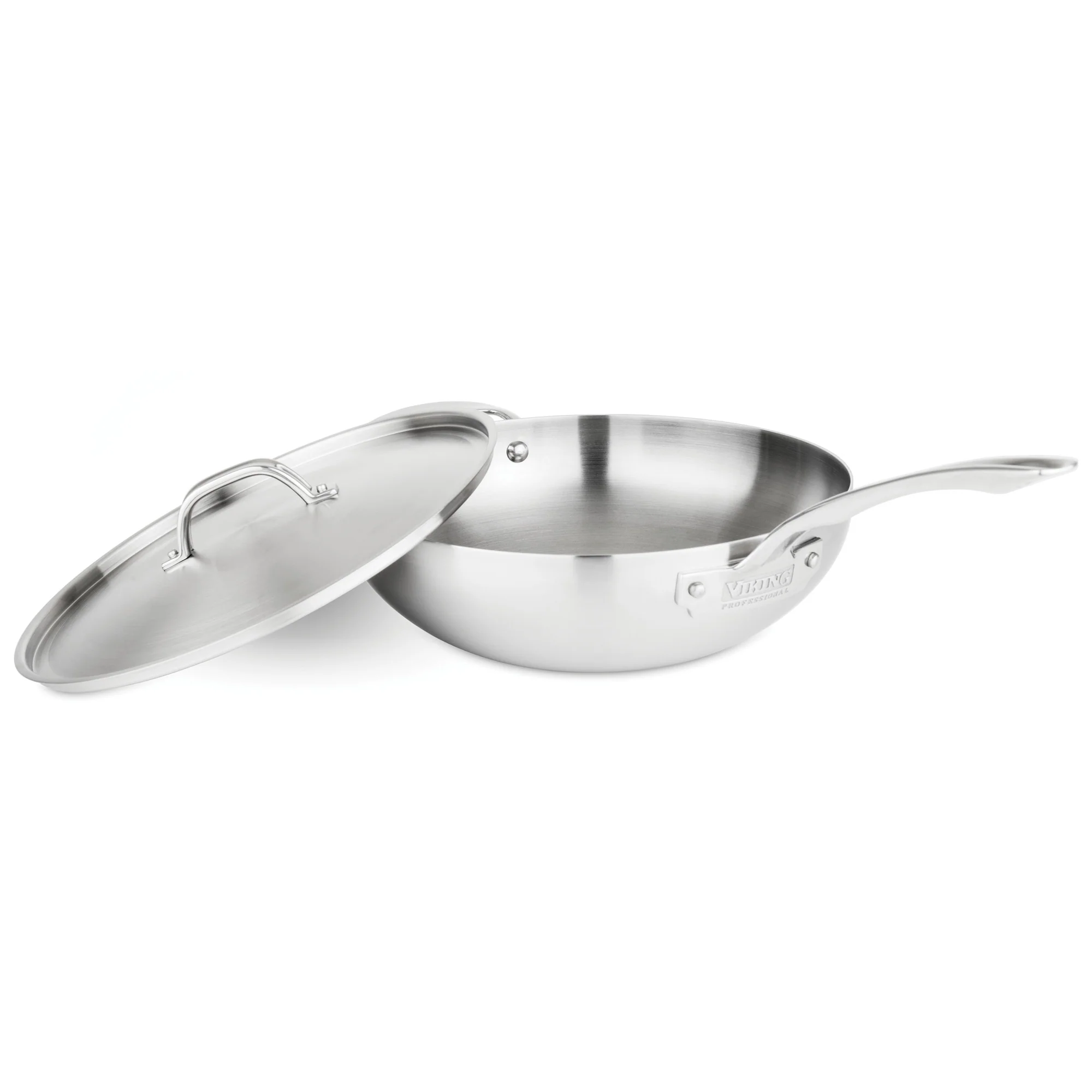 Viking Professional 5-Ply Stainless Steel 12-Inch/5.6-Quart Chef's Pan with Metal Lid - Image 4